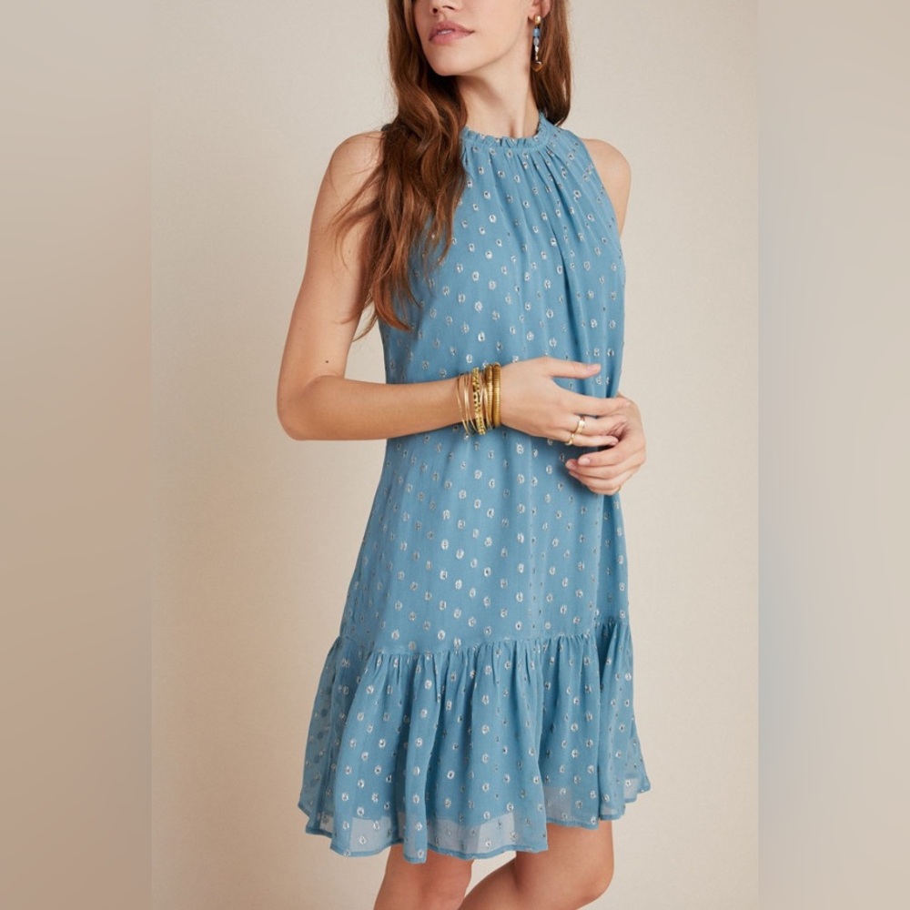 Anthropologie Natalie Flounced Polka Dot Dress
